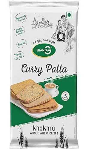 Shanta Khakhra Whole Wheat Crisps Curry Patta