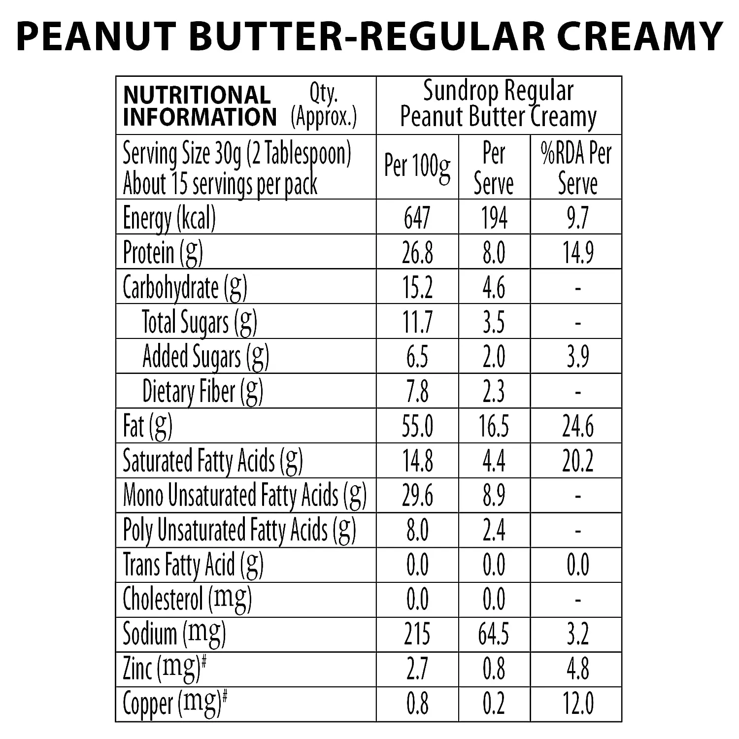 Sundrop Peanut Butter Creamy Spread 2