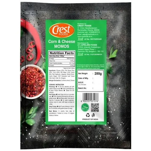 Crest Foods Frozen Corn & Cheese Momo 1