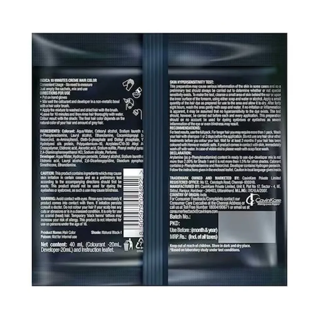 Indica Creme Natural Black Hair Colour 1