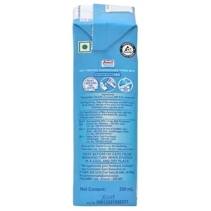 Amul Taaza Homogenised Toned Milk Tetra Pack 2