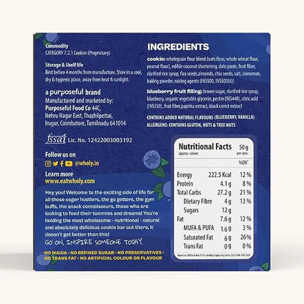 Wholesome Blueberry Energy Cookie Bar 2