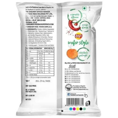 Lays Sundried Chilli Wafer Style Potato Chips 1