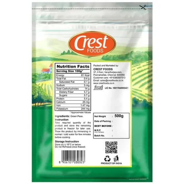 Crest Foods Frozen Green Peas 1
