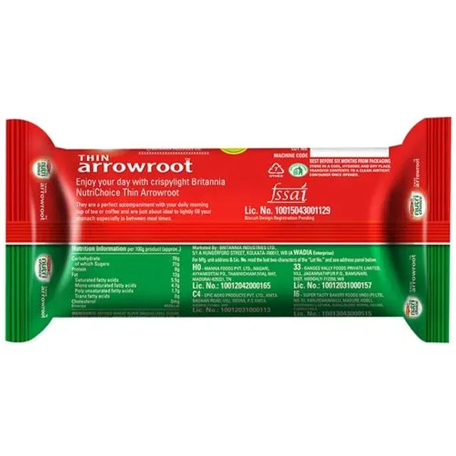 Britannia Nutri Choice Thin Arrowroot Biscuits 1