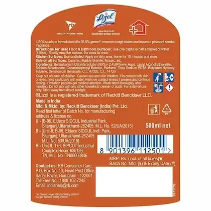 Lizol Sandal Disinfectant Surface & Floor Cleaner Liquid 2