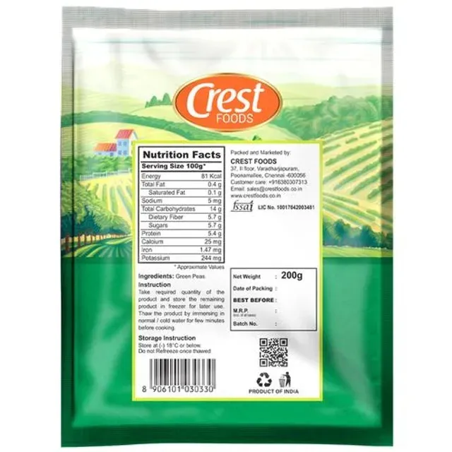 Crest Foods Frozen Green Peas 1
