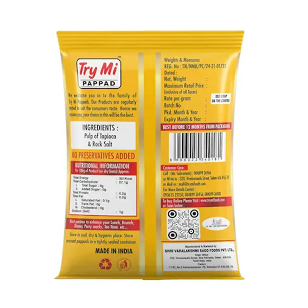 Try Mi Sago Pappad Plain 1
