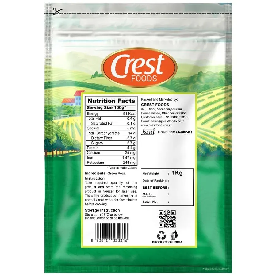 Crest Foods Frozen Green Peas 1