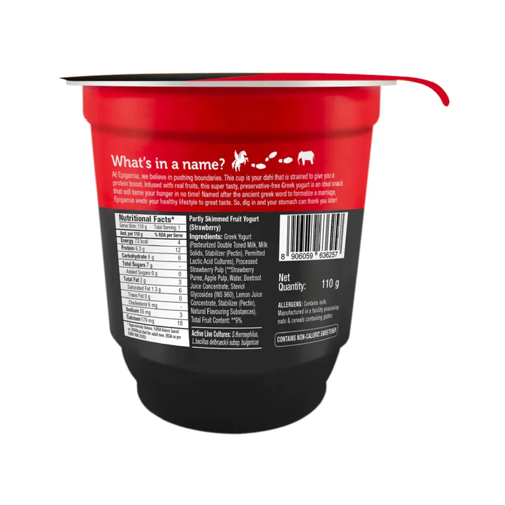 Epigamia Greek Yogurt Strawberry (Zero Added Sugar) 1