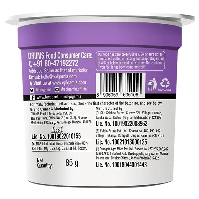 Epigamia Vanilla Bean Yogurt 2