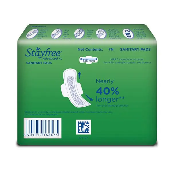 Stayfree Advanced XL Sanitary Pads with Wings 1