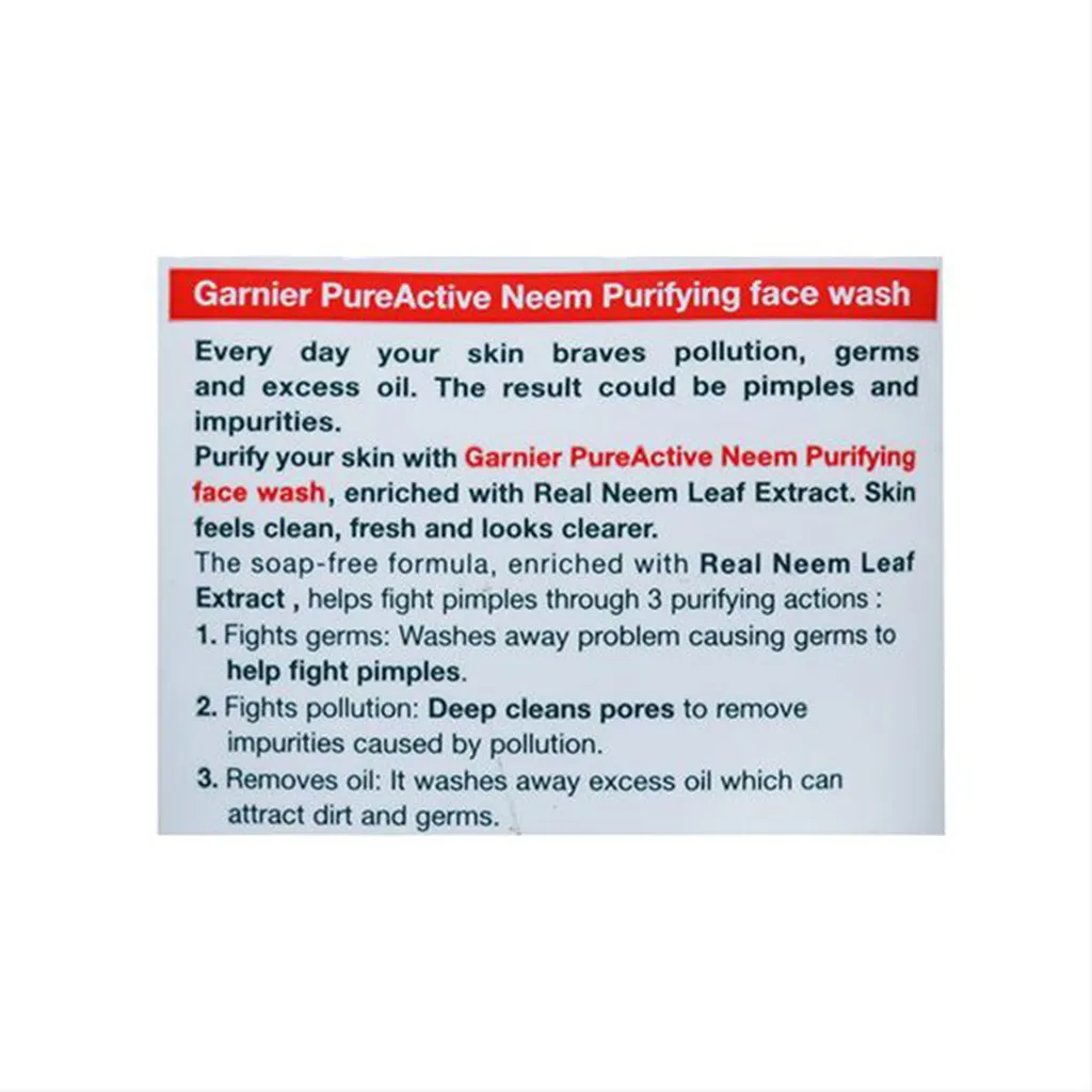 Garnier Pure Active Neem Face Wash 3
