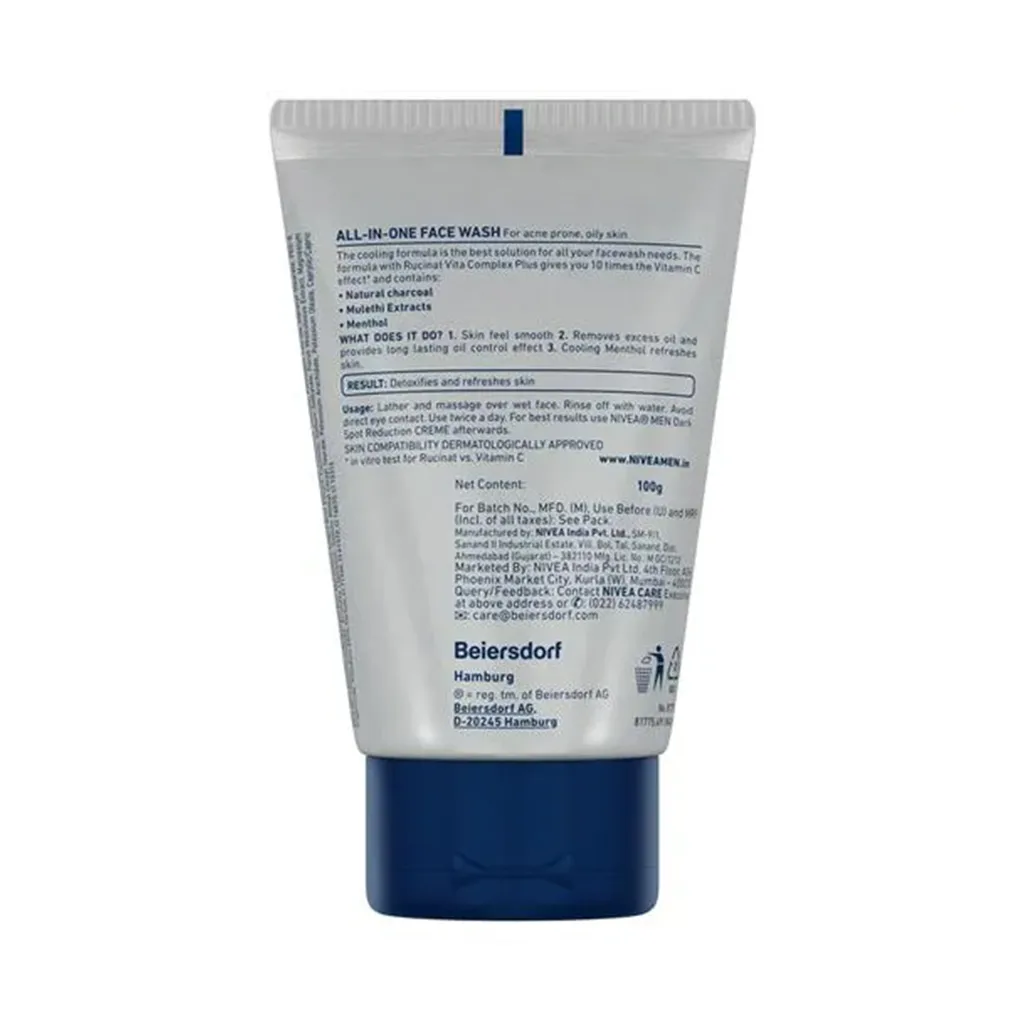 Nivea Men All in 1 Charcoal Face Wash 1
