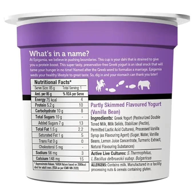 Epigamia Vanilla Bean Yogurt 1