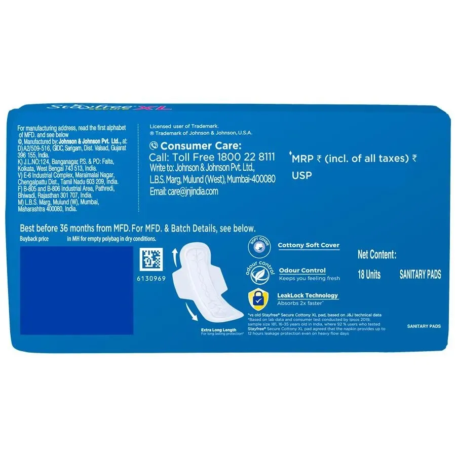 Stayfree Secure Cottony - XL Sanitary Pads 1