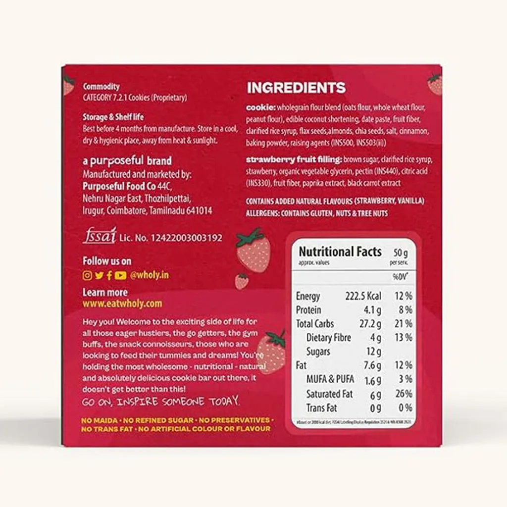 Wholesome Strawberry Energy Cookie Bar 1