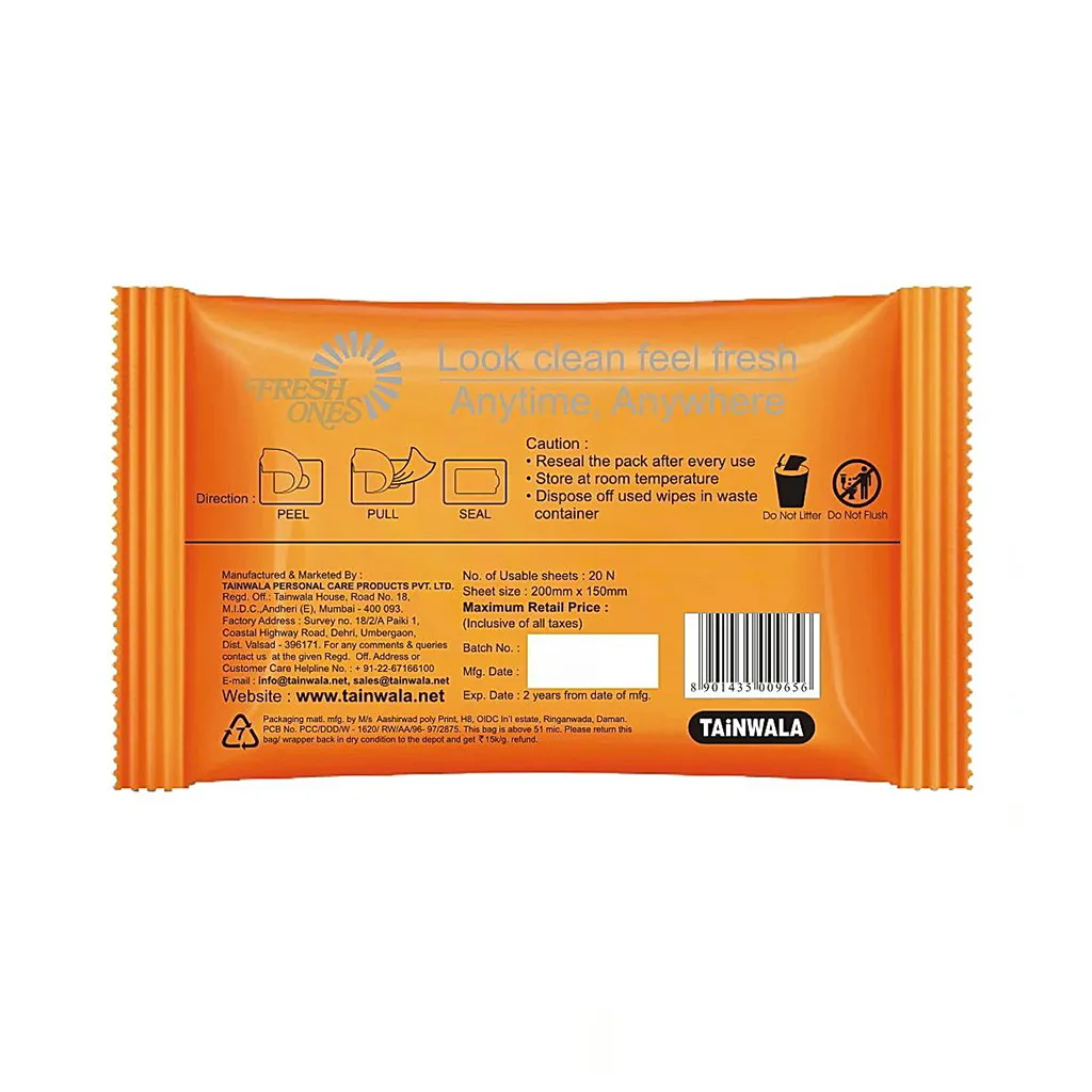 Fresh ones Naturally Refreshing Facial Orange Fresh-20 Wipes 1