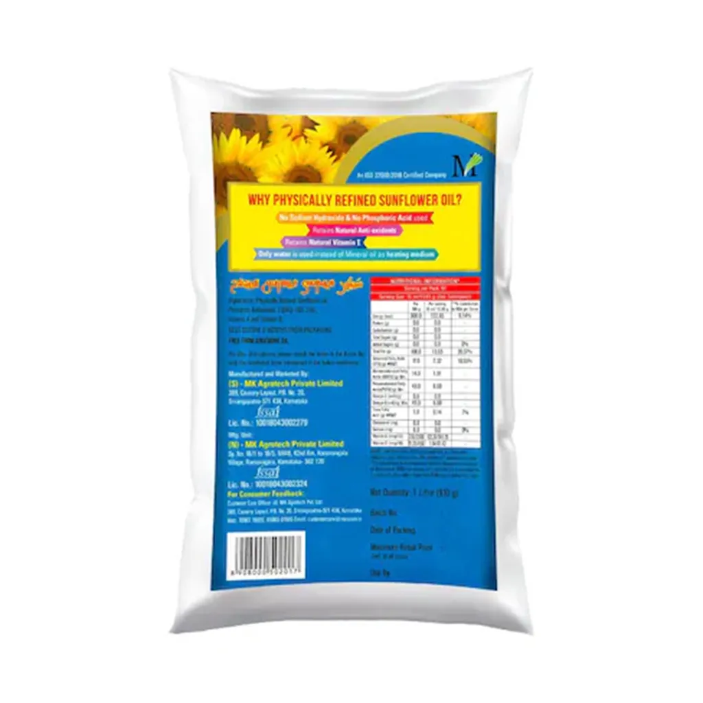Sunpure Sunflower Oil Pouch 1