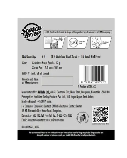 Scotch-Brite Stainless Steel Scrub with 1 Scrub Pad 1