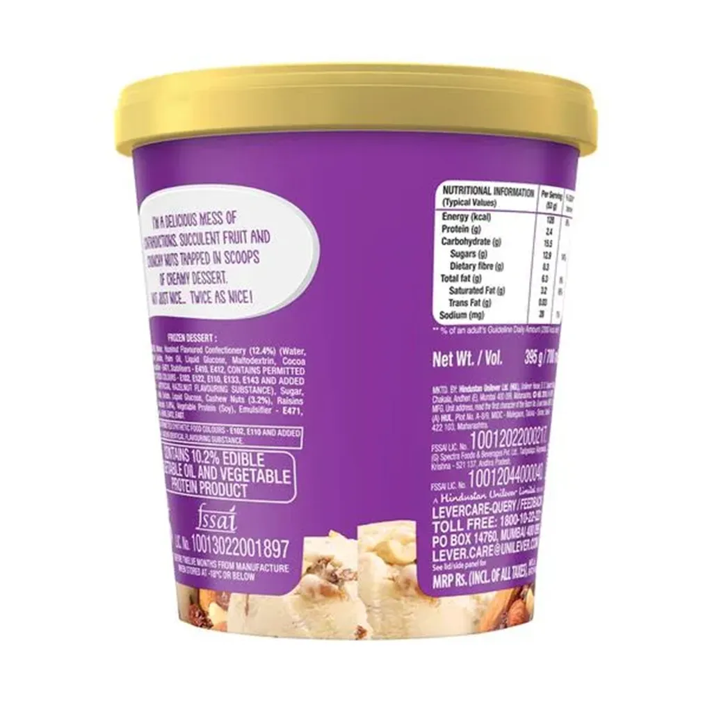 Kwality Walls Fruit & Nut Ice Cream Tub 1